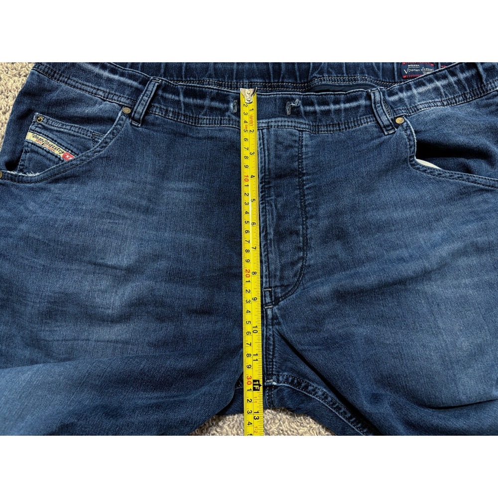 Diesel Krooley Jeans Mens 38x32 Denim Sweat Pants Blue Dark Wash Distressed - Picture 16 of 16